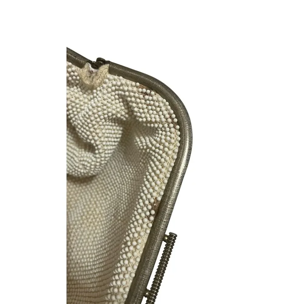 Vintage 1950s Beaded Rose Lumured Reversible Dainty Girlcore Romantic Clutch Bag